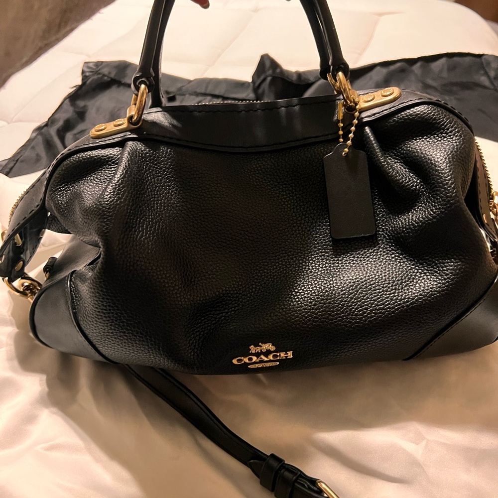 Black Pebble Leather Coach Bag w/dust bag